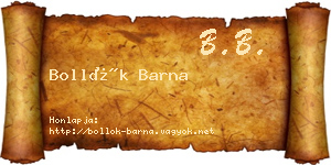 Bollók Barna névjegykártya